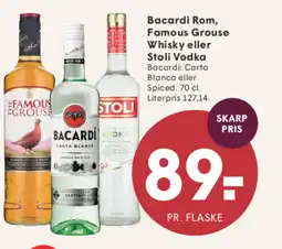 SPAR Bacardi Rom, Famous Grouse Whisky eller Stoli Vodka tilbud