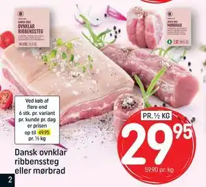 Dansk ovnklar ribbenssteg eller mørbrad, DKK 29.95