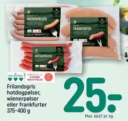 REMA 1000 Frilandsgris hotdogpølser, wienerpølser eller frankfurter 375-400 g, DKK 25 tilbud