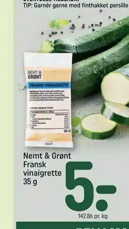 REMA 1000 Nemt & Grønt Fransk vinaigrette 35 g, DKK 5 tilbud