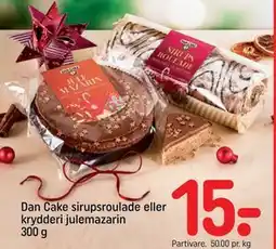 REMA 1000 Dan Cake sirupsroulade eller krydderi julemazarin 300 g, DKK 15 tilbud