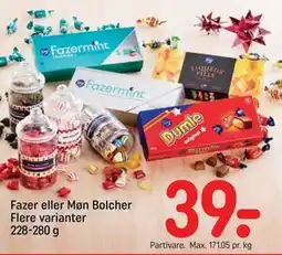 REMA 1000 Fazer eller Møn Bolcher Flere varianter 228-280 g, DKK 39 tilbud