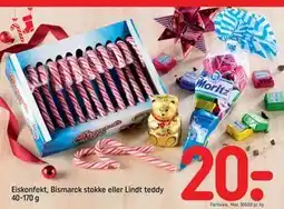 REMA 1000 Eiskonfekt, Bismarck stokke eller Lindt teddy 40-170 g, DKK 20 tilbud