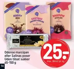 REMA 1000 Odense marcipan eller Salinas poser Uden tilsat sukker 65-150 g, DKK 25 tilbud