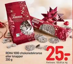 REMA 1000 REMA 1000 chokoladekranse eller knapper 200 g, DKK 25 tilbud
