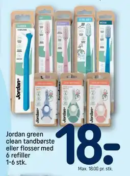 REMA 1000 Jordan green clean tandbørste eller flosser med 6 refiller 1-6 stk., DKK 18 tilbud