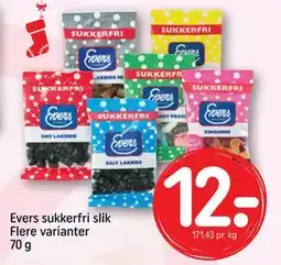 REMA 1000 Evers sukkerfri slik Flere varianter 70 g, DKK 12 tilbud
