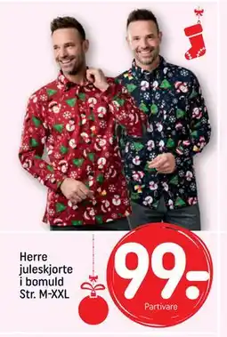 REMA 1000 Herre juleskjorte i bomuld Str. M-XXL, DKK 99 tilbud