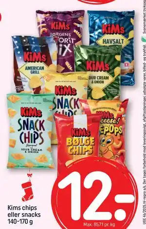Kims chips eller snacks 140-170 g, DKK 12
