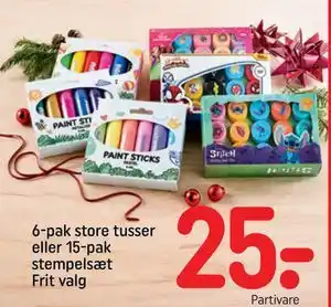 REMA 1000 6-pak store tusser eller 15-pak stempelsæt Frit valg, DKK 25 tilbud