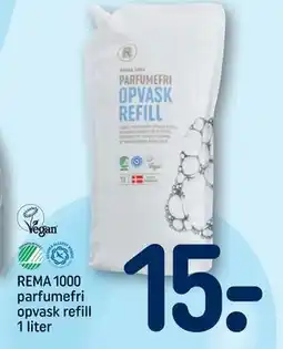 REMA 1000 REMA 1000 parfumefri opvask refill 1 liter, DKK 15 tilbud