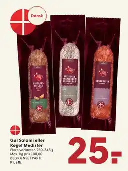 SPAR Gøl Salami eller Røget Medister, DKK 25 tilbud