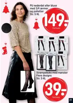 REMA 1000 PU nederdel eller bluse med 3/4 ærmer og palietter Str. S-XL, DKK 149 tilbud