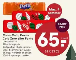 SPAR Coca-Cola, CocaCola Zero eller Fanta, DKK 65 tilbud