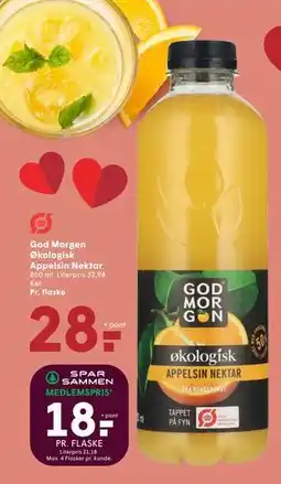 SPAR God Morgen Økologisk Appelsin Nektar, DKK 28, App-pris tilbud