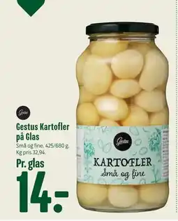 Min Købmand Gestus Kartofler på Glas, DKK 14 tilbud