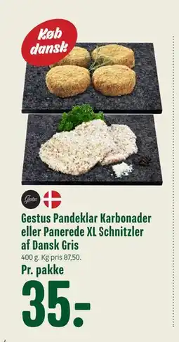Min Købmand Gestus Pandeklar Karbonader eller Panerede XL Schnitzler af Dansk Gris, DKK 35 tilbud
