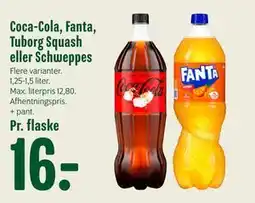 Min Købmand Coca-Cola, Fanta, Tuborg Squash eller Schweppes, DKK 16 tilbud