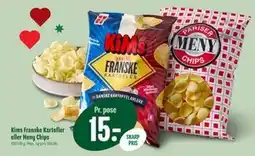 Min Købmand Kims Franske Kartofler eller Meny Chips, DKK 15 tilbud
