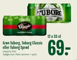 Min Købmand Grøn Tuborg, Tuborg Classic eller Tuborg Sprød, DKK 69 tilbud