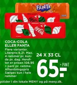 MENY COCA-COLA ELLER FANTA, DKK 65 tilbud