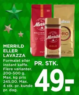 MENY MERRILD ELLER LAVAZZA, DKK 49 tilbud