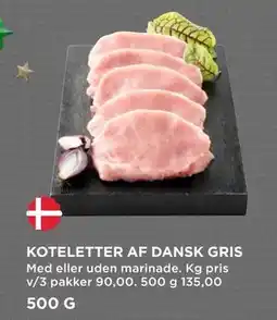 MENY KOTELETTER AF DANSK GRIS, DKK 135 tilbud
