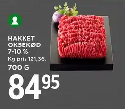 MENY HAKKET OKSEKØD 7-10 %, DKK 84.95 tilbud