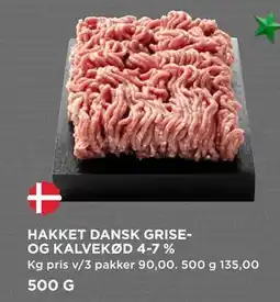 MENY HAKKET DANSK GRISEOG KALVEKØD 4-7 %, DKK 135 tilbud