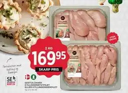 MENY GESTUS DANSK KYLLINGEBRYSTFILET ELLER KYLLINGEINDERFILET, DKK 169.95 tilbud
