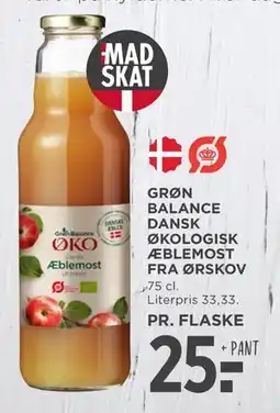 MENY GRØN BALANCE DANSK ØKOLOGISK ÆBLEMOST FRA ØRSKOV, DKK 25 tilbud