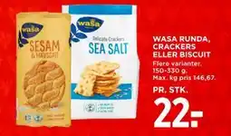 MENY WASA RUNDA, CRACKERS ELLER BISCUIT, DKK 22 tilbud