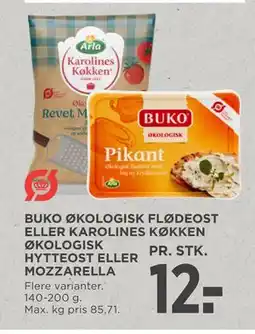 MENY BUKO ØKOLOGISK FLØDEOST ELLER KAROLINES KØKKEN ØKOLOGISK HYTTEOST ELLER MOZZARELLA, DKK 12 tilbud