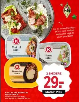 MENY K-SALAT PÅLÆGSSALAT ELLER SAUCE, DKK 29 tilbud