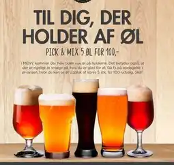 MENY PICK & MIX 5 ØL FOR 100,-, DKK 100 tilbud