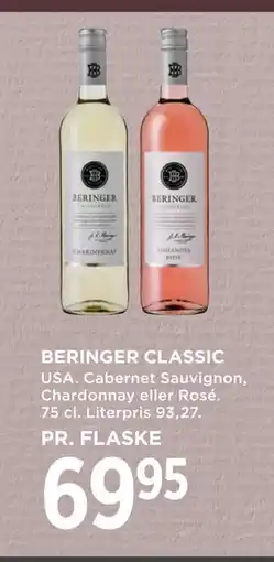 MENY BERINGER CLASSIC, DKK 69.95 tilbud