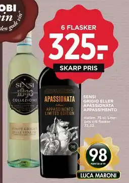 MENY SENSI GRIGIO ELLER APASSIONATA APPASSIMENTO, DKK 325 tilbud