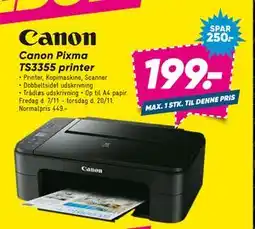 Bilka Canon Pixma TS3355 printer, DKK 199 tilbud
