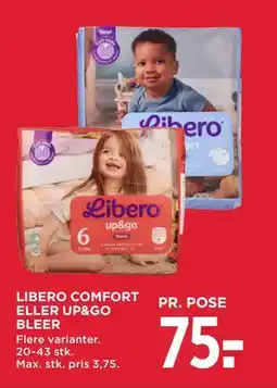 MENY LIBERO COMFORT ELLER UP&GO BLEER, DKK 75 tilbud