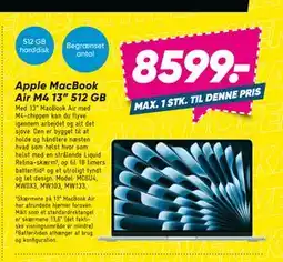 Bilka Apple MacBook Air M4 13” 512 GB, DKK 8599 tilbud