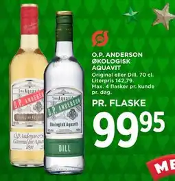 MENY O.P. ANDERSON ØKOLOGISK AQUAVIT, DKK 99.95 tilbud