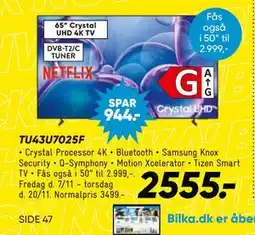 Bilka Crystal UHD TU43U7025F, DKK 2555 tilbud