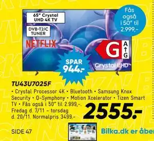 Bilka Crystal UHD TU43U7025F, DKK 2555 tilbud
