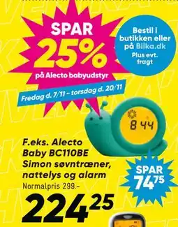 Bilka Alecto Baby BC110BE Simon søvntræner, nattelys og alarm, DKK 224.25 tilbud