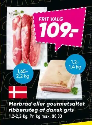 Mørbrad eller gourmetsaltet ribbensteg af dansk gris, DKK 109