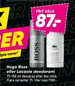 Bilka Hugo Boss eller Lacoste deodorant, DKK 87 tilbud
