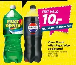 Bilka Faxe Kondi eller Pepsi Max sodavand, DKK 10 tilbud