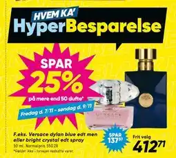 Bilka Versace dylan blue edt men eller bright crystal edt spray, DKK 412.71 tilbud