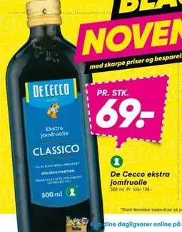 Bilka De Cecco ekstra jomfruolie, DKK 69 tilbud