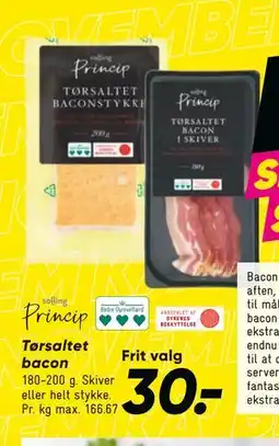 Bilka Tørsaltet bacon, DKK 30 tilbud